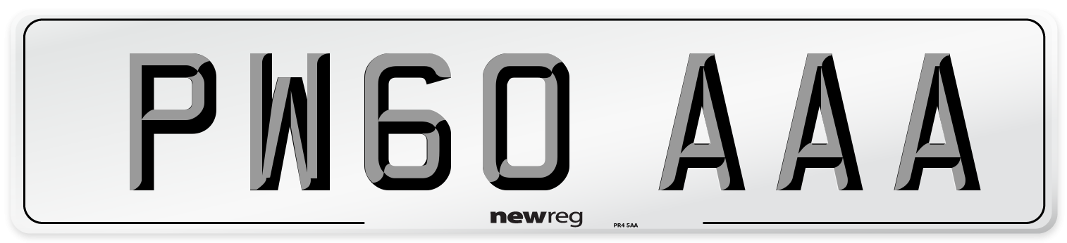 PW60 AAA Number Plate from New Reg